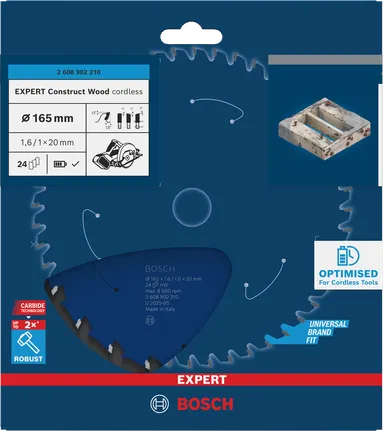Bosch EXPERT Construct Wood akuga ringsae tera, 165 mm.